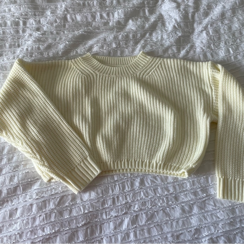 Shein Cropped White Knit Sweater - Picture 2 of 3